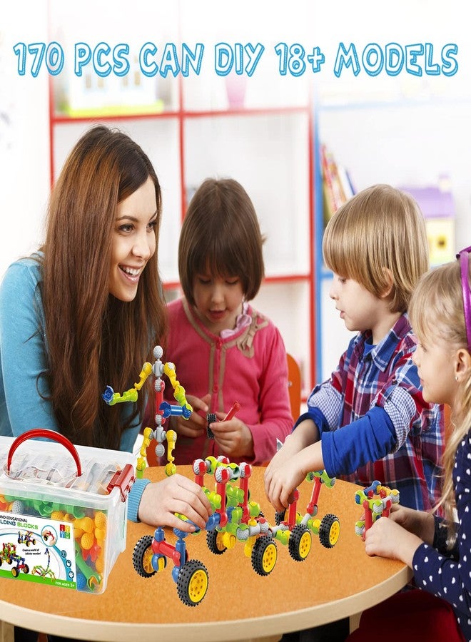 Caferria 170 Pcs Building Toys for Kids Ages 4-8 with Toy Box Storage, Idea Guide, Building Blocks STEM Toys for 3 4 5 6 7 8 9 Year Old Creative Kids Activity, Christmas Birthday Gifts for Boys Girls - Image 3